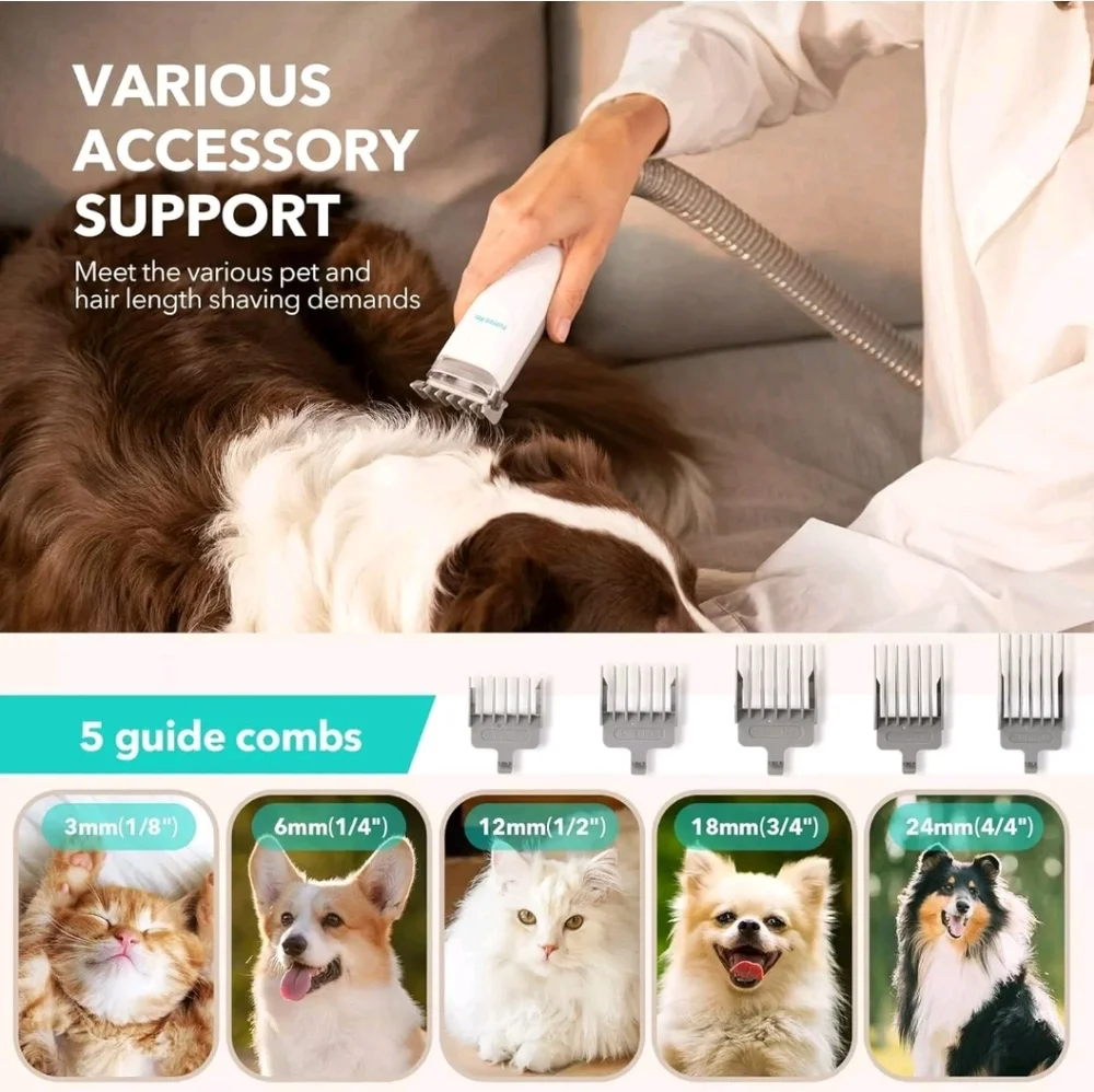 Dog Grooming Kit, 6 in 1 Professional Pet Hair Vacuum Pet Grooming Tools New